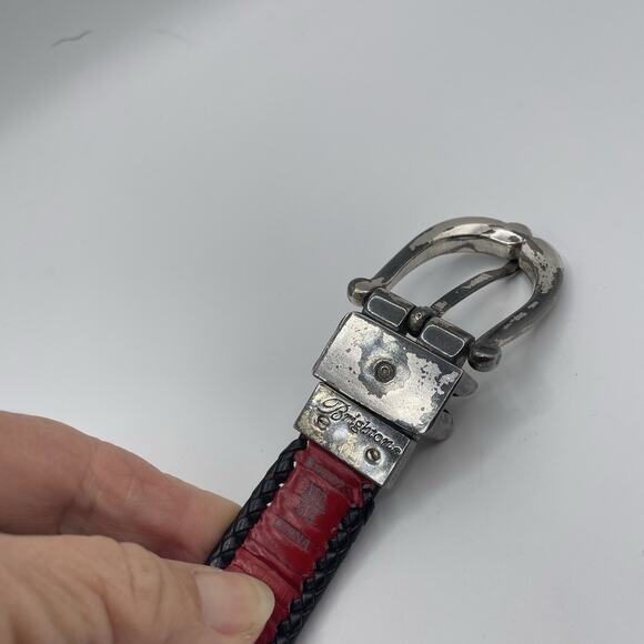 Brighton Reversible Leather Belt Size 32 Black & Red Croc Embossed Pattern - Picture 5 of 10